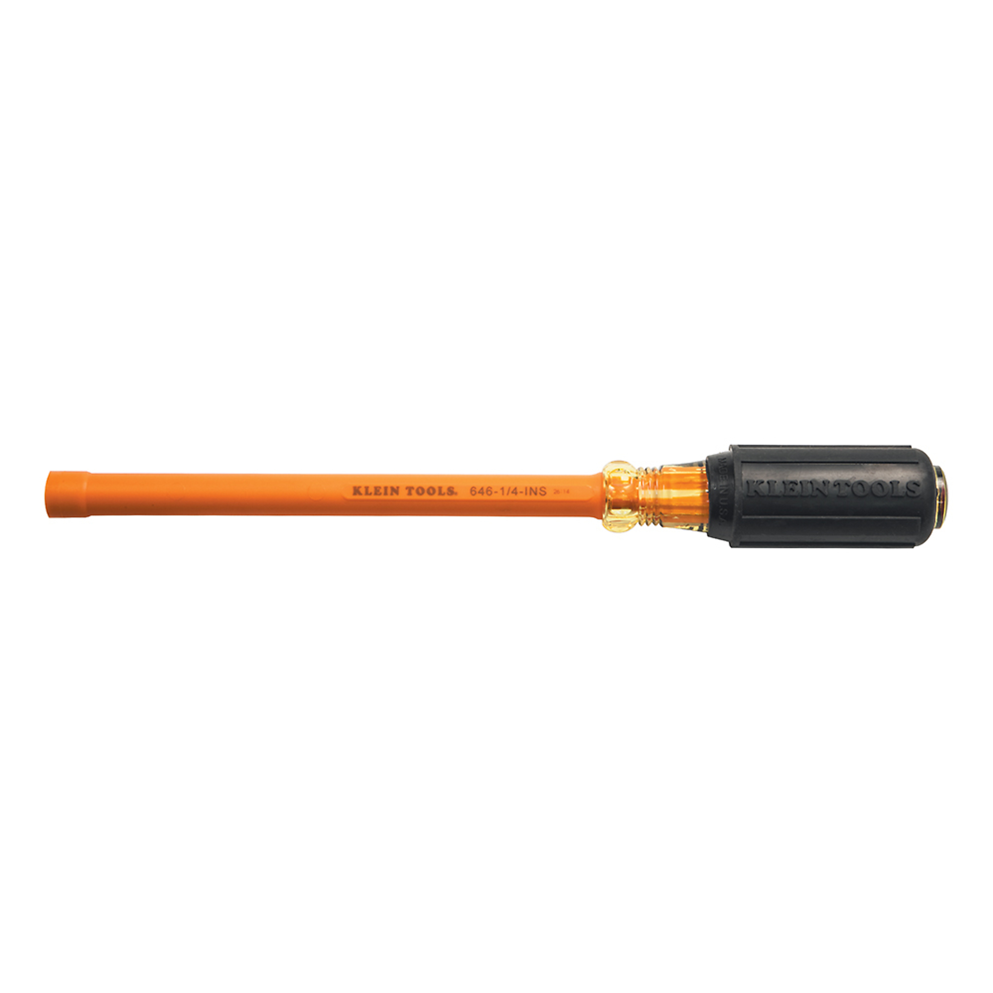 Klein Tools, Insulated 1/4in. Nut Driver, 6in. Hollow Shaft, Model# 646-1/4-INS